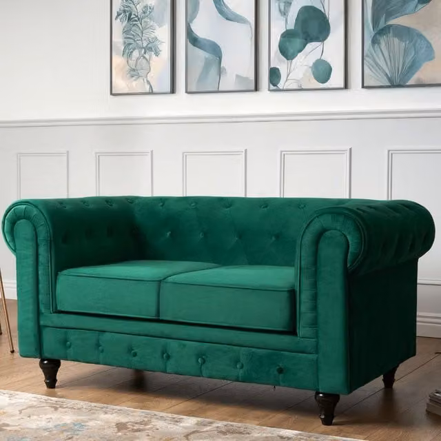 Bravich LTD Chesterfield 3 Seater Velvet Sofa in Green – 1