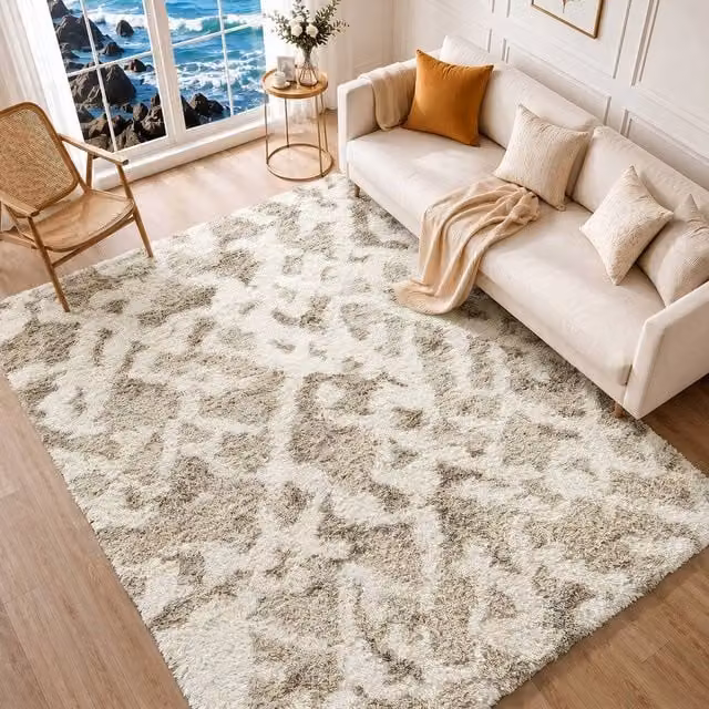 Livabliss Urban Shag Modern Boho Rectangular Rug in Beige and Brown, W/D/H: 130 x 190 cm