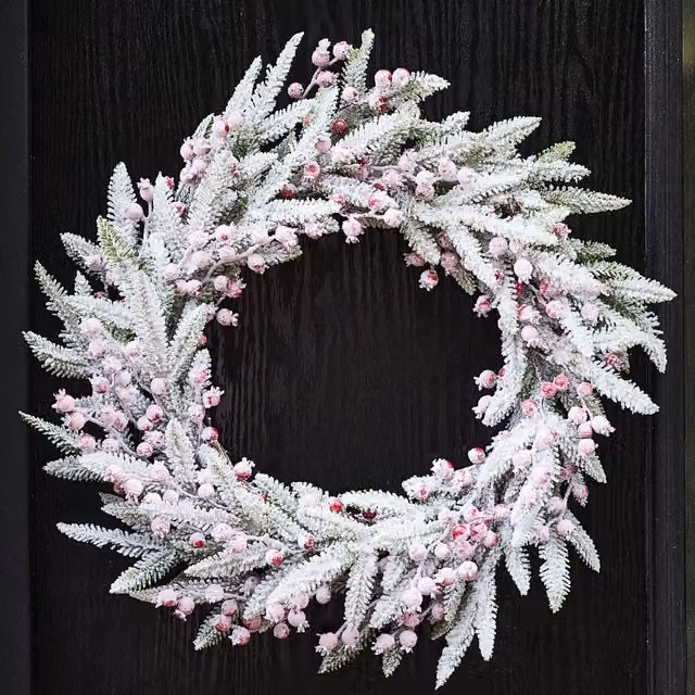 Dibor Hampton Frosted Berries Christmas Wreath in Green and Red, Diameter: 50 cm