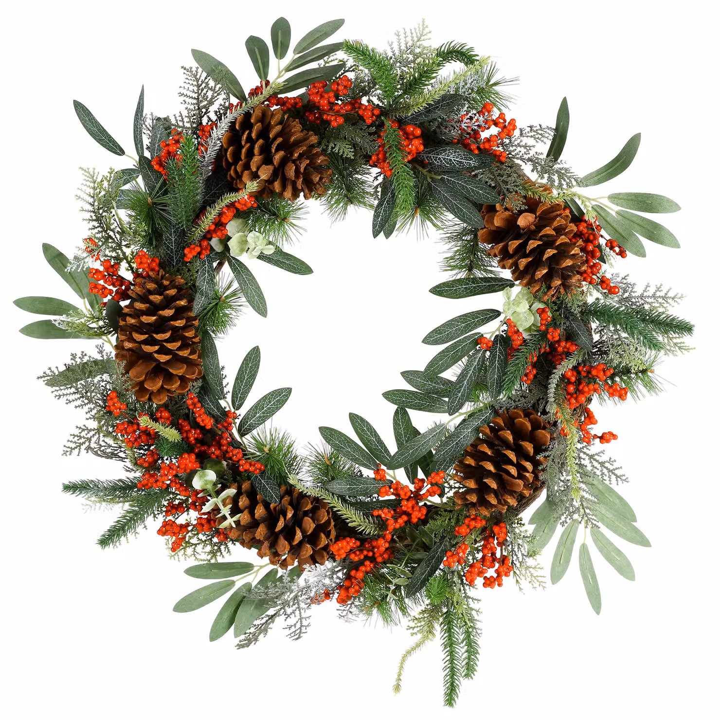 Dibor Giant Berry Bushel Christmas Wreath, Multicolour, Diameter: 50 cm – 2