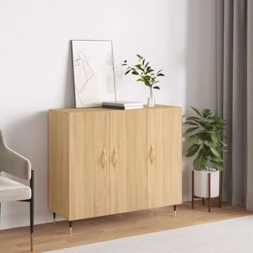 vidaXL Modern Sideboard in Brown Sonoma Oak, W/D/H: 90 x 34 x 80 cm – 2