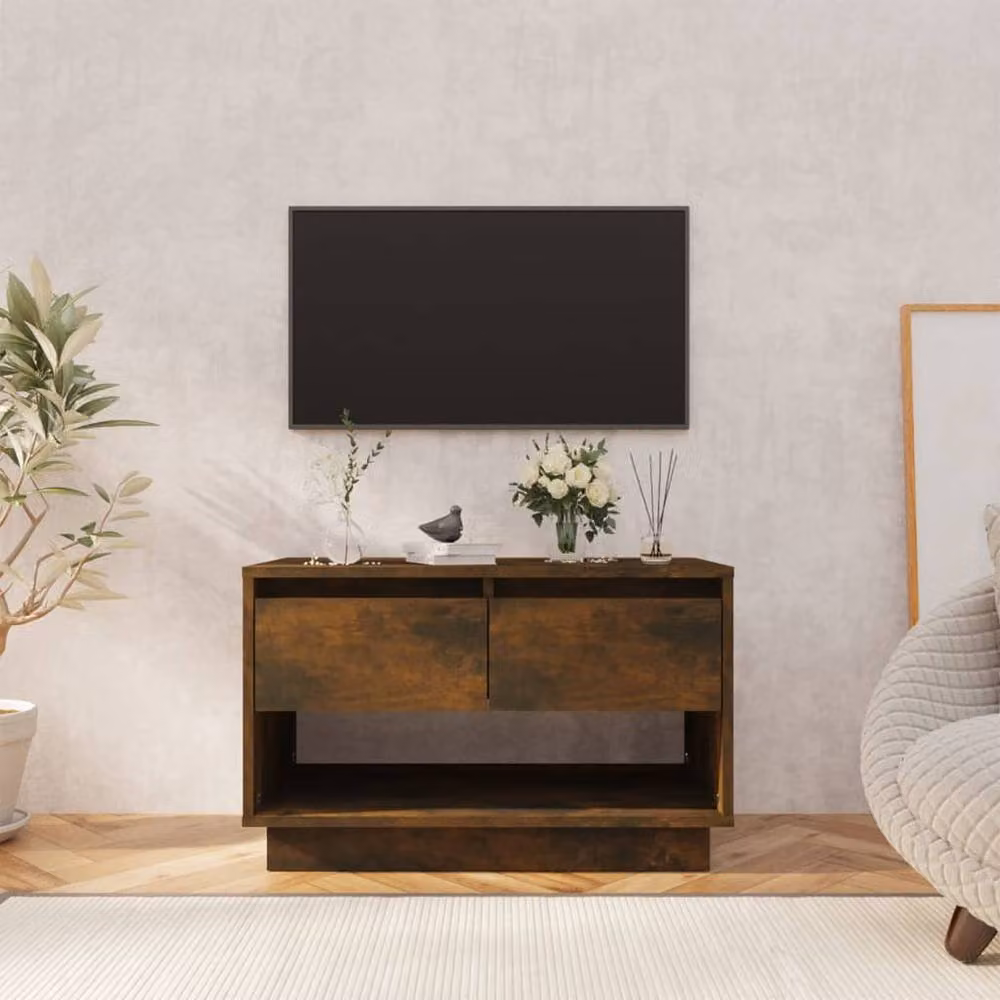 Berkfield Home Modern Smoked Oak TV Cabinet in Brown, W/D/H: 70 x 41 x 44 cm – 2