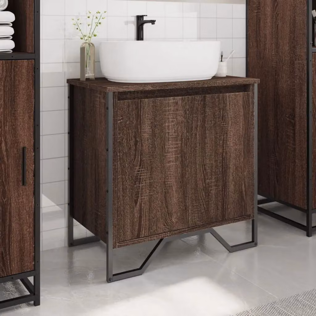 Berkfield Home Brown Oak Wall Mounted Bathroom Sink Cabinet, W/D/H: 60 x 35 x 60 cm – 3
