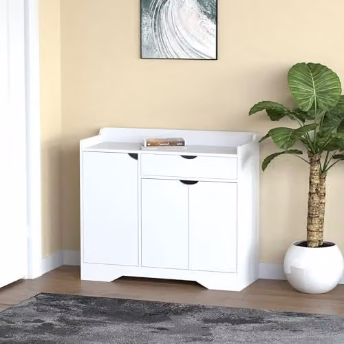 HYGRAD Modern Wooden Hallway Shoe Storage Cabinet, White, W/D/H: 90 x 35 x 80 cm