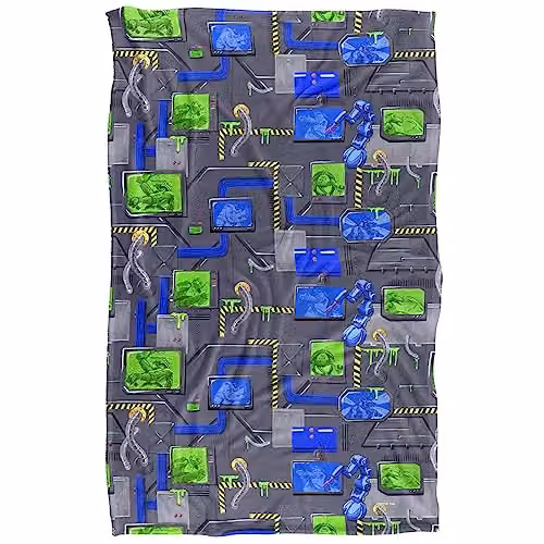 Nickelodeon Teenage Mutant Ninja Turtles Mutant Mayhem Sewer Tech Pattern Super Soft Silky Feel Fleece Blanket, Multicolour, W: 91.44 cm, D: 147.32 cm – 1