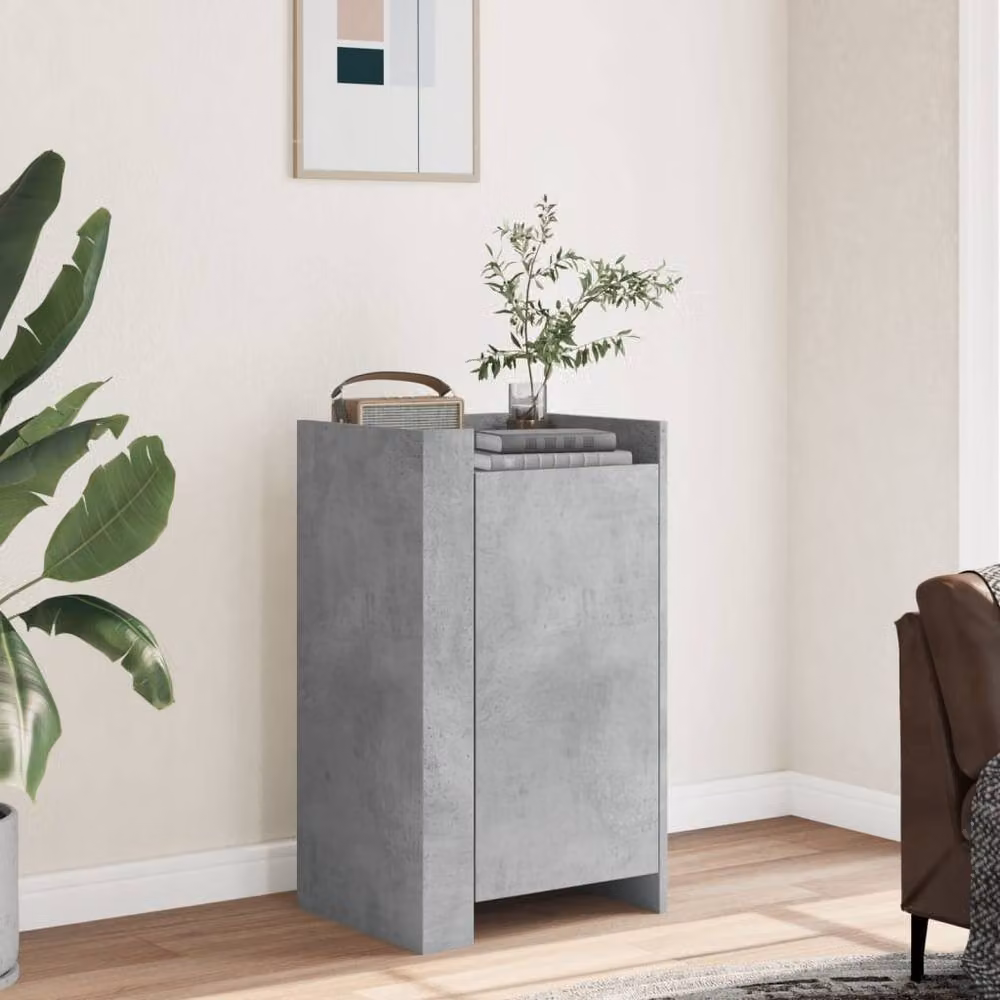 Berkfield Home Modern Sideboard in Concrete Grey, W/D/H: 45 x 35 x 75 cm – 2