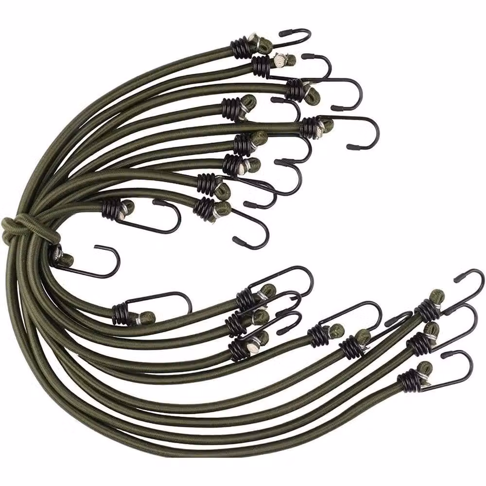 SPETLEK Dark Green Elasticated Military Bungee Cords with Steel and Rubber Components, Length: 100 cm – 3
