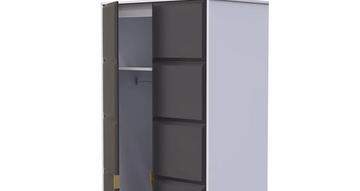 Ready Assembled 2 U Metro 2 Door Wardrobe in Matt Dark Grey with Gold Details – 4