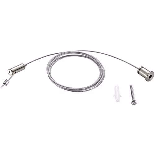 Loops Track Lighting Suspension Kit in Bright Zinc and Silver Stainless Steel with Adjustable Height
