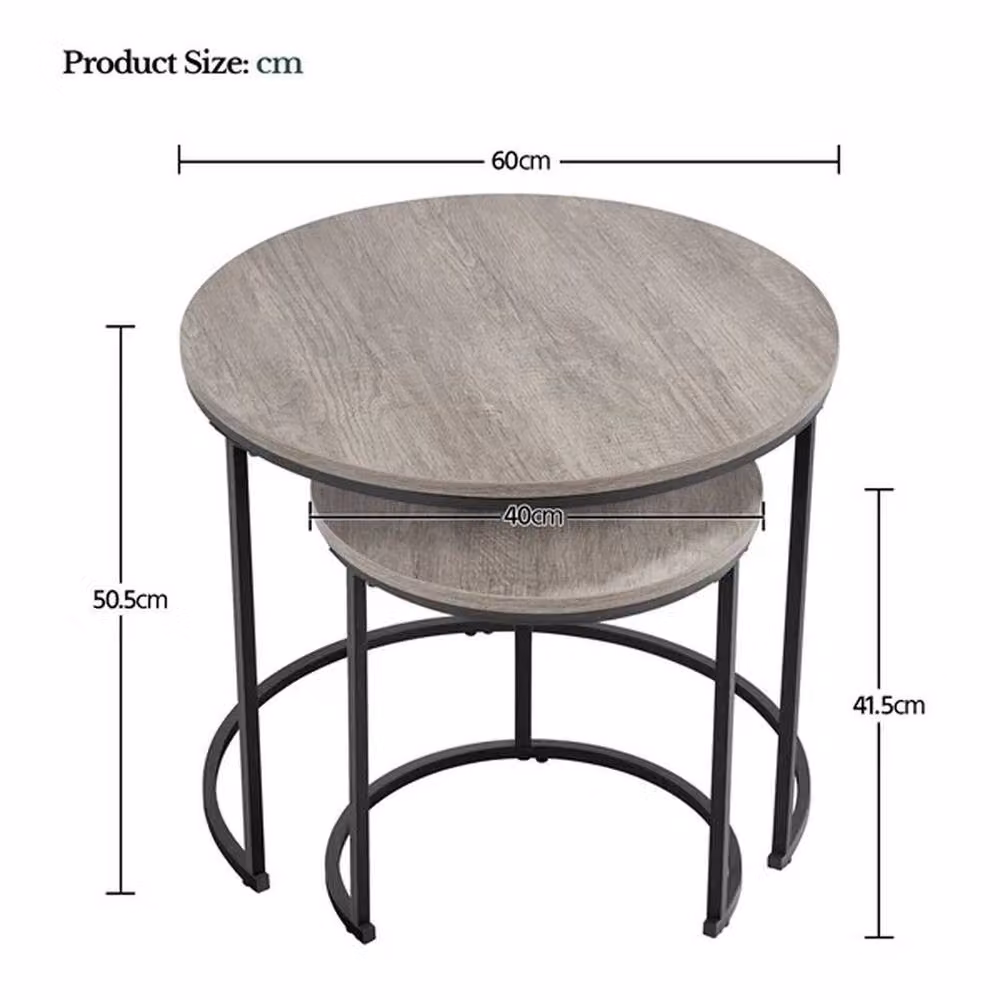 Kelvenix Set of 2 Round Nesting Coffee Tables in Grey and Black – 2