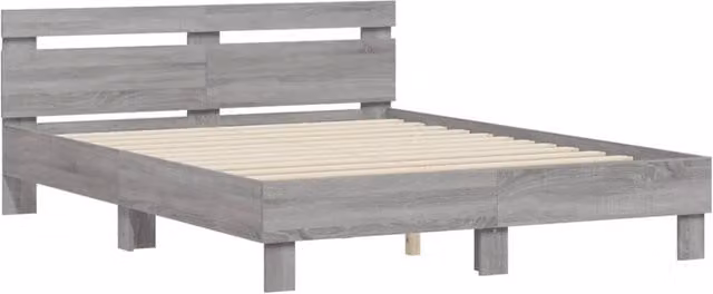 Berkfield Home Durable Bed Frame in Grey Sonoma, W: 140 cm, L: 190 cm