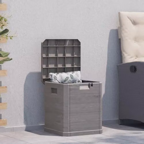 vidaXL Brown Plastic Garden Storage Box with Removable Lid, 90 L