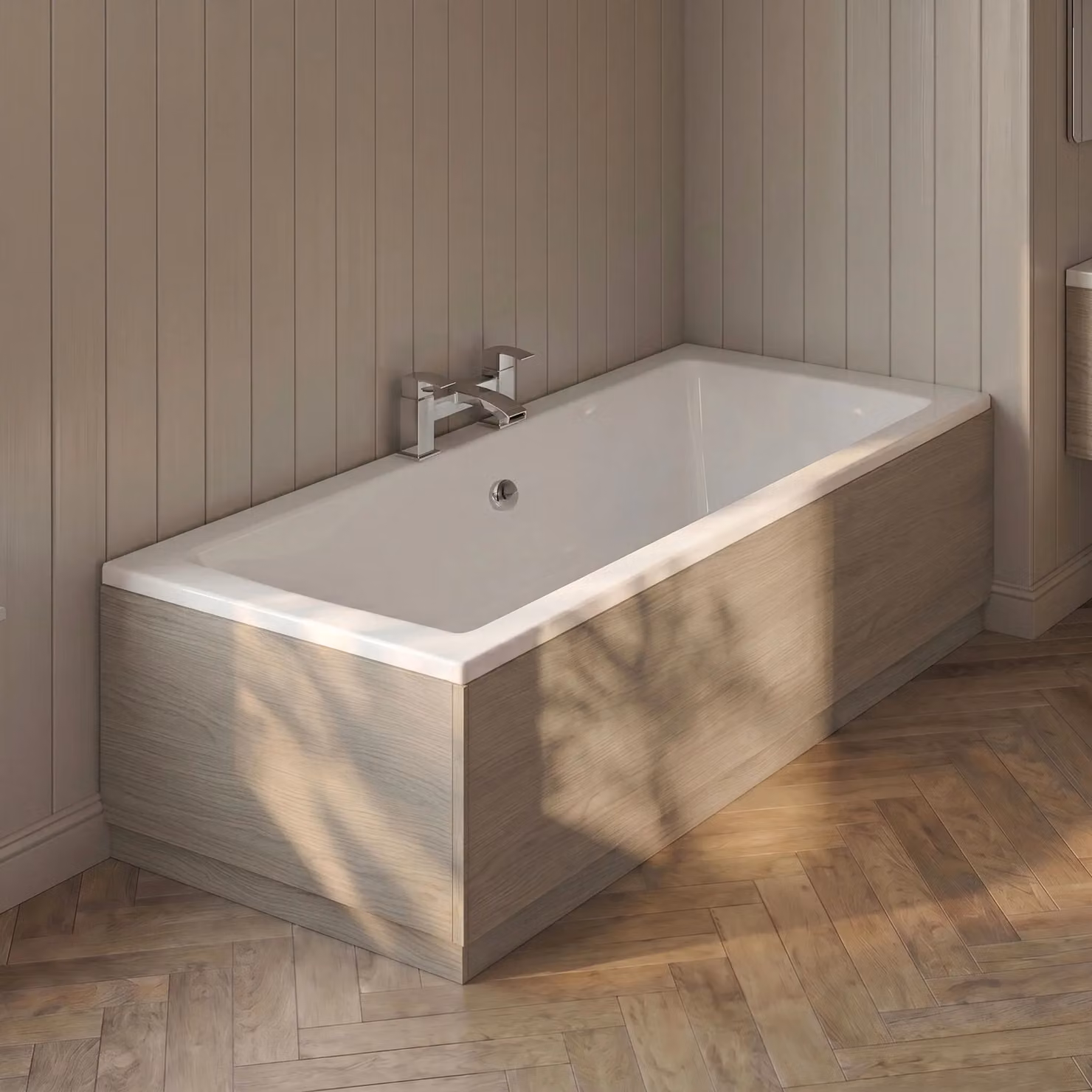 Balterley Bath MFC End Panel and Plinth in Brown – 2