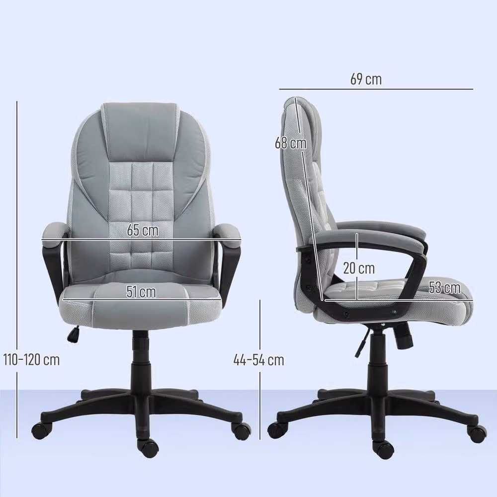PAWNORA Grey Synthetic Leather Executive Swivel Office Chair with Armrests – 2