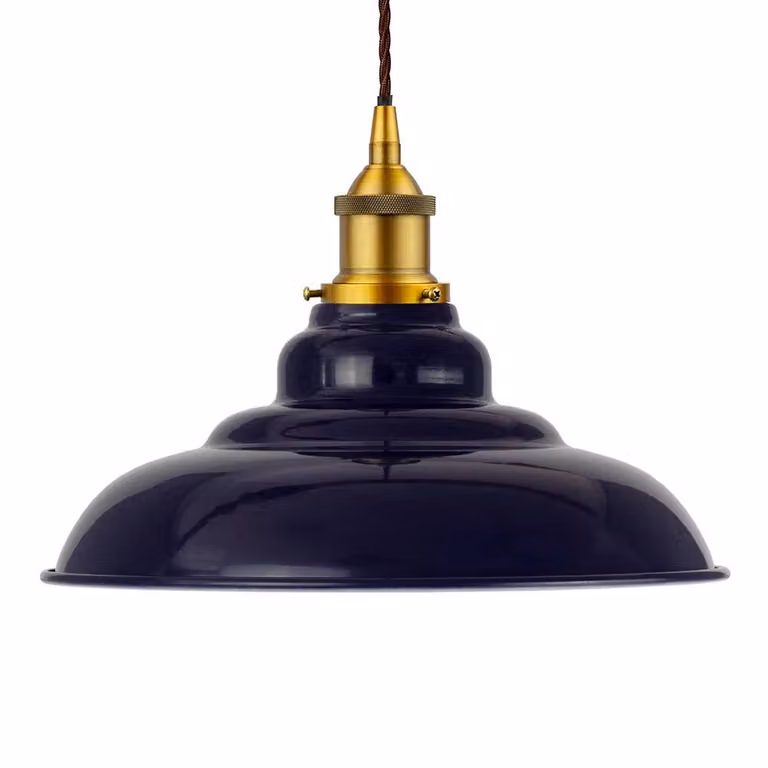 SE Home St Edmund's Navy Blue Pendant Light with Antique Gold and Brown Twisted Details