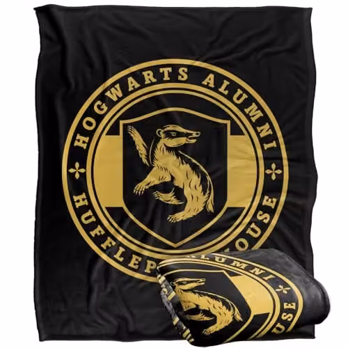LOGOVISION Harry Potter Hufflepuff House Badge Super Soft Fleece Throw Blanket, Multicolour, W: 152.4 cm, D: 127.0 cm – 1