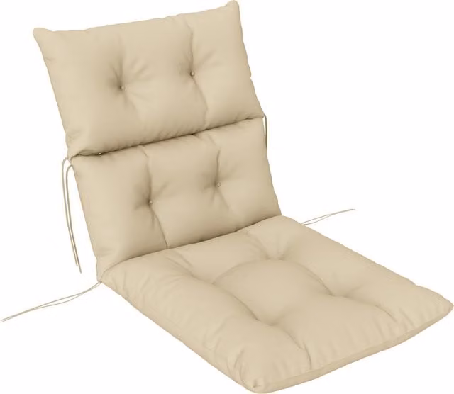 Outsunny Tufted Adirondack Chair Cushion in Beige and White with Breathable Foam and Tie Cords
