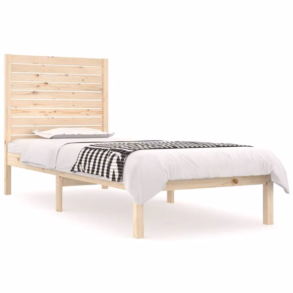 Berkfield Home Small Single Solid Wood Pine Bed Frame in Brown, W: 75 cm, L: 190 cm – 2