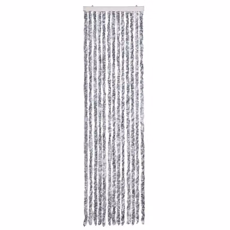 Berkfield Home Chenille Insect Curtain Strips in White and Grey, W: 56 cm, H: 200 cm