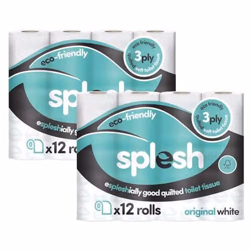Cusheen Splesh Toilet Roll 24 Rolls, White, 3 Ply Quilted Bathroom Tissue – 1