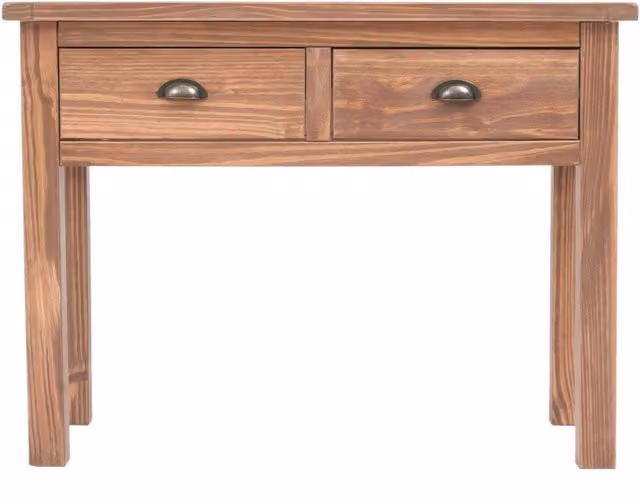 Cabinet Bits Padua Lacquered 2 Drawer Console Table in Light Brown with Brass Cup Handles