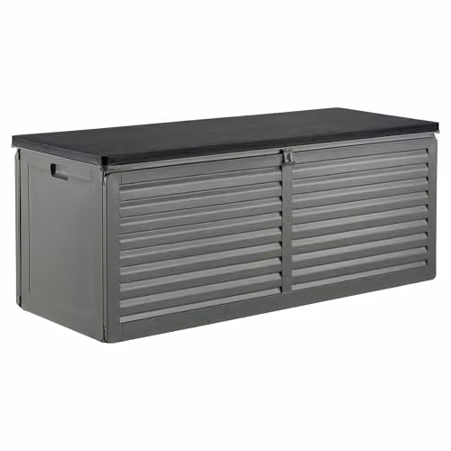 VonHaus Garden Storage Box 390L Weatherproof Plastic Outdoor Utility Chest with Lockable Lid in Grey and Black – 6