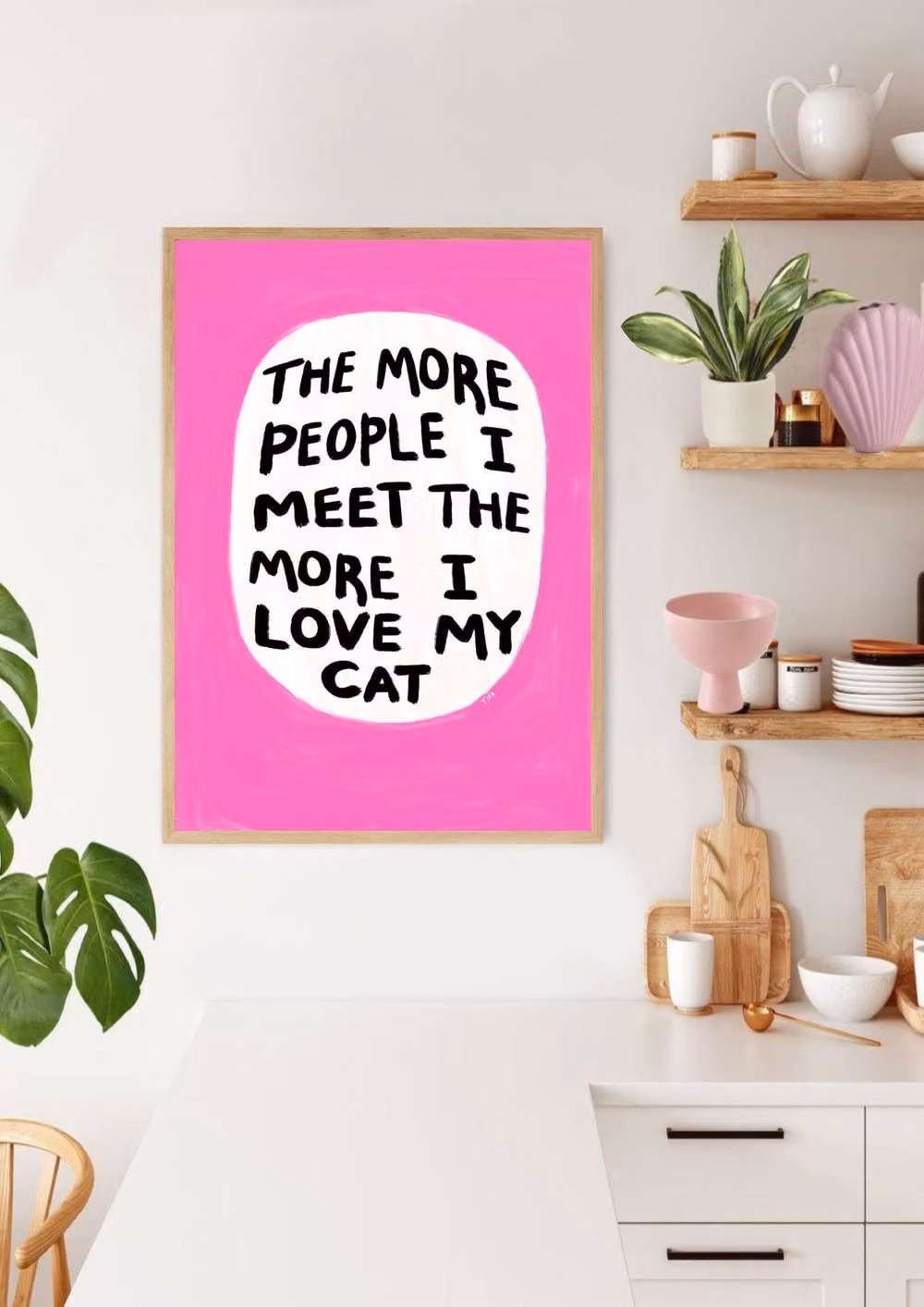 The Paper Tail I Love My Cat Funny Quote Typography Print, Multicolour and Pink, A4 – 4