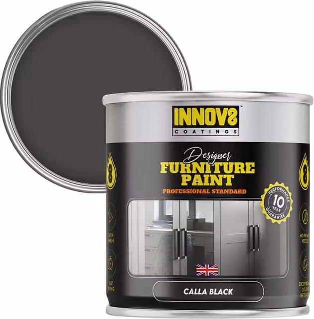 Innov8 Coatings Designer Furniture Paint in Black, 0.75 l, Satin Finish