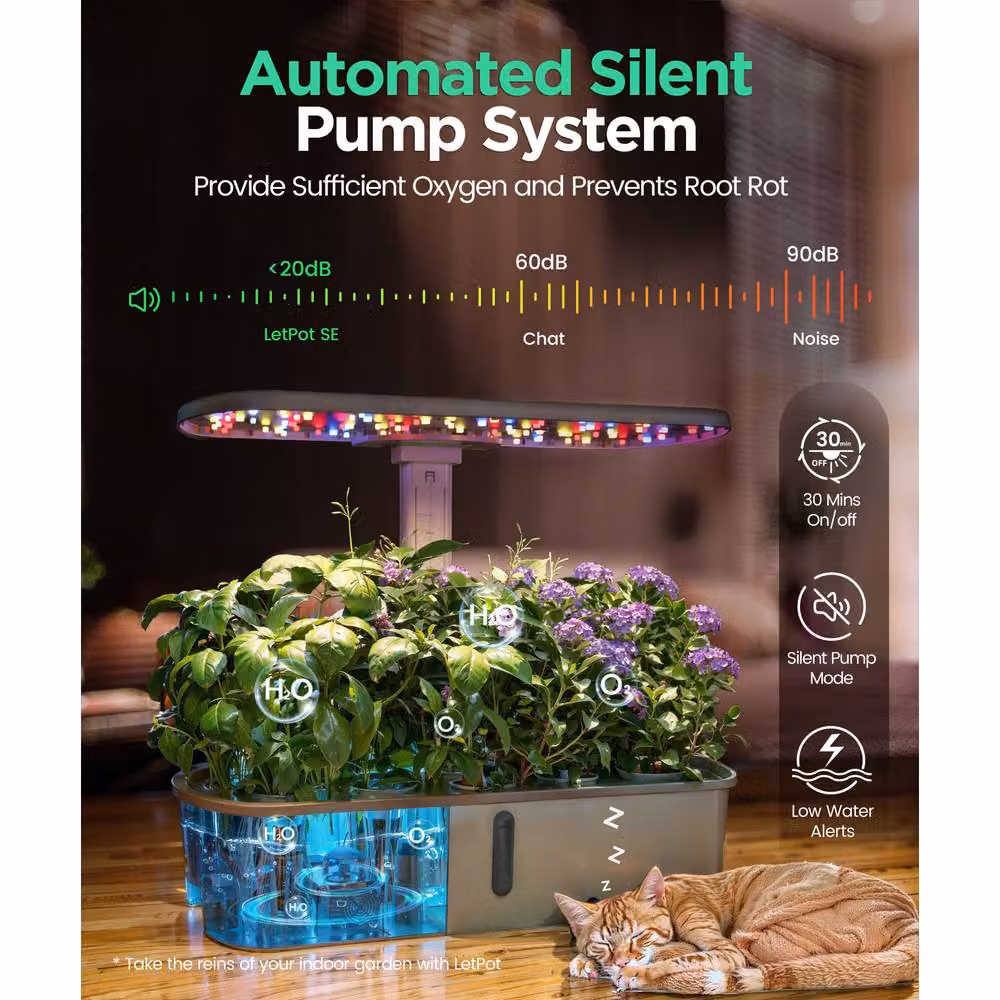 Letpot Smart Hydroponic Indoor Planter with 24W Grow Light and App Control, Green – 5