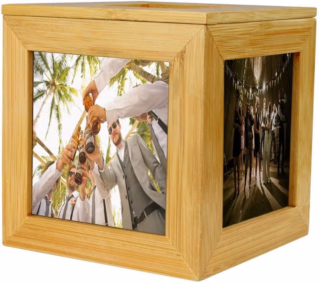 Maison & White Bamboo Photo Cube in Brown, W/D/H: 7.5 x 7.5 x 7.5 cm
