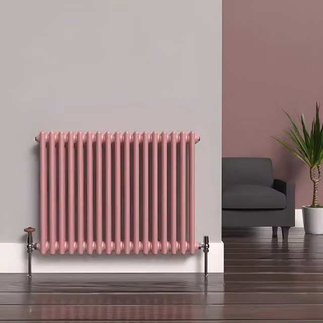 Lux Heat Horizontal 2-Column Radiator in Pink, W: 78.5 cm