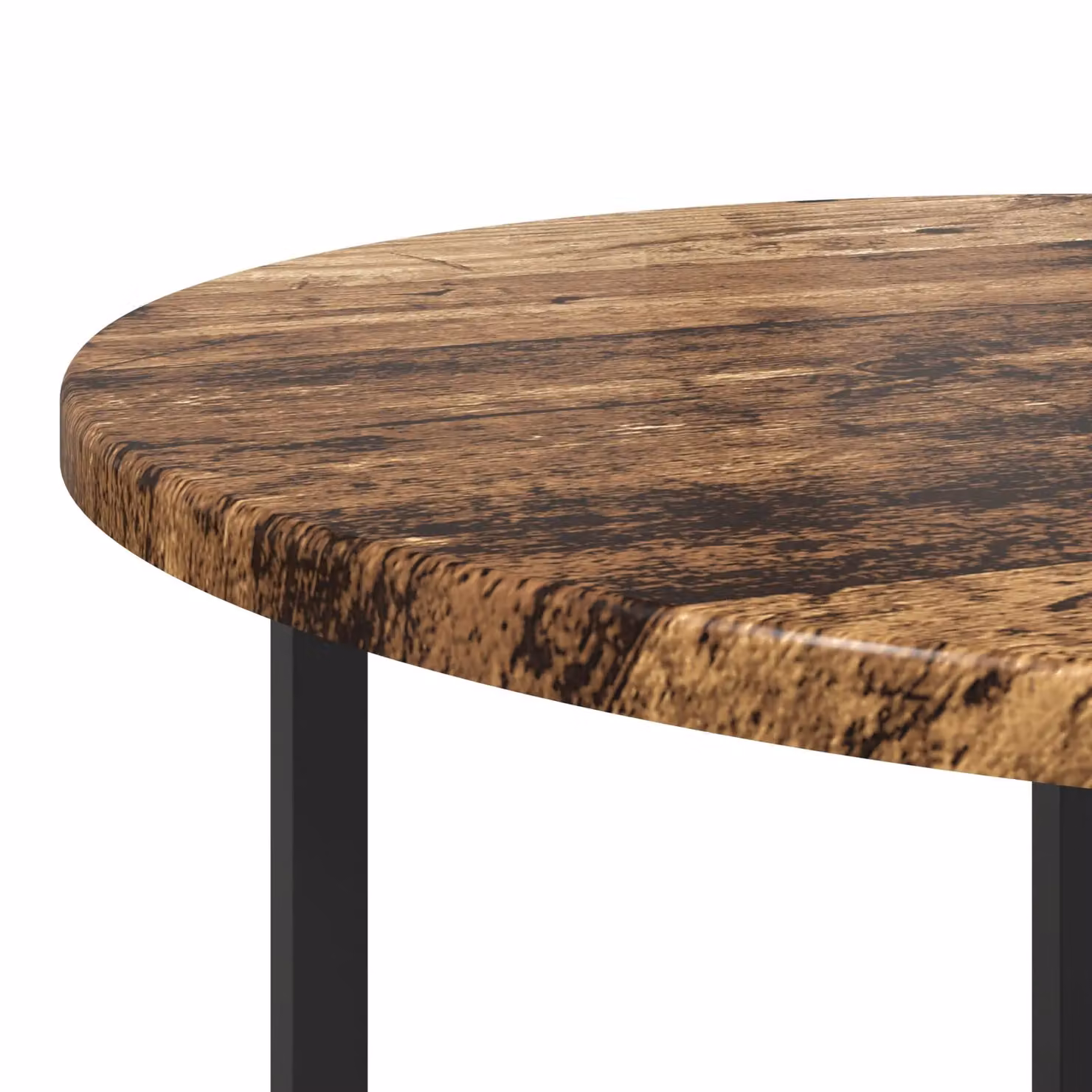 Berkfield Home Set of 2 Round Rustic Brown Side Tables with Wood and Metal Finish – 4