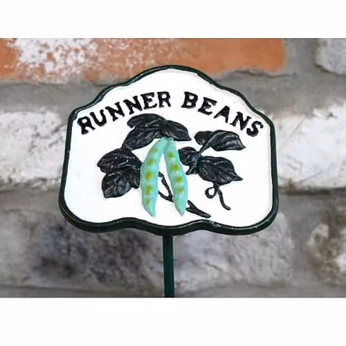Gifts Direct 2 U Metal Runner Beans Garden Plant Marker Sign in Multicolour Floral Design