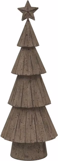 Lemon Pavilion Rustic Metal Tabletop Christmas Tree with Star in Brown and White, W: 11 cm, D: 11 cm, H: 32 cm