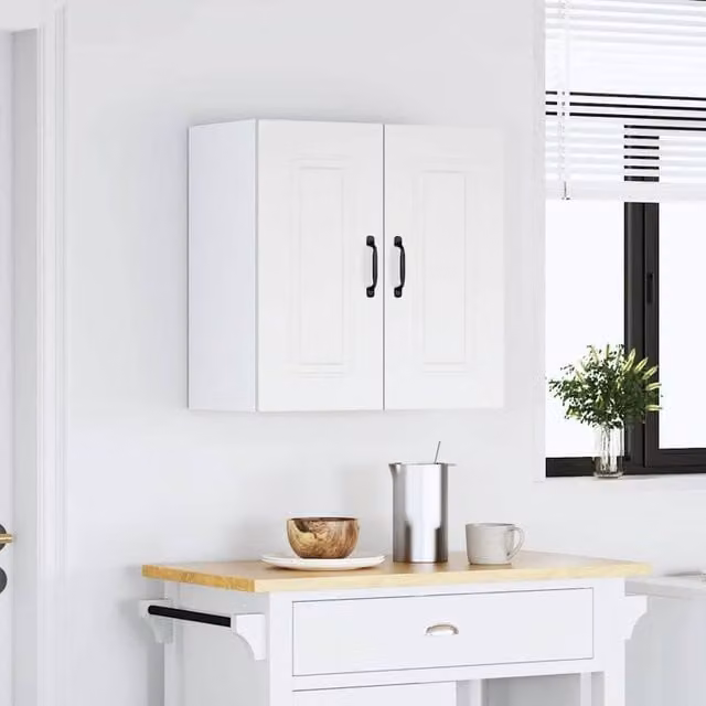 Berkfield Home Kalmar White Wall Mounted Kitchen Cabinet in Matt Engineered Wood W/D/H: 60 x 31 x 60 cm