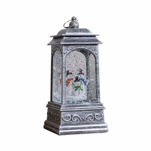 Samuel Alexander Silver Christmas Water Spinner with 3 Snowmen and White LEDs, 20cm – 4