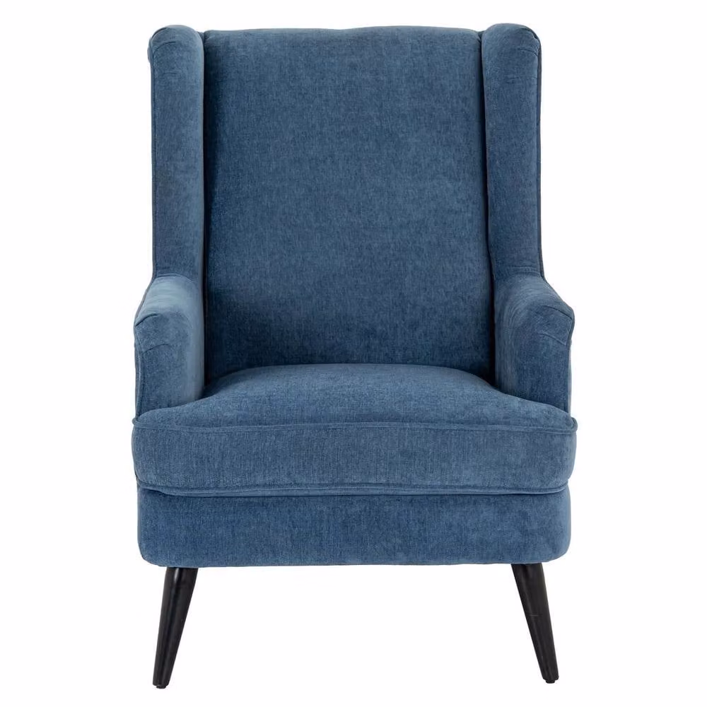 Lemon Pavilion Vellis Wingback Occasional Armchair in Blue Fabric with Metal Frame, W: 76 cm, D: 76 cm, H: 101 cm – 2