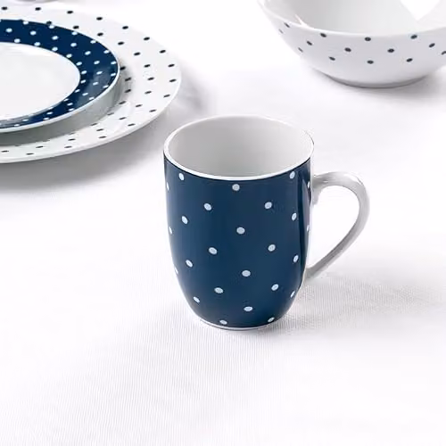 Waterside 24-Piece Blue and White Dotted Porcelain Dinner Service – 3