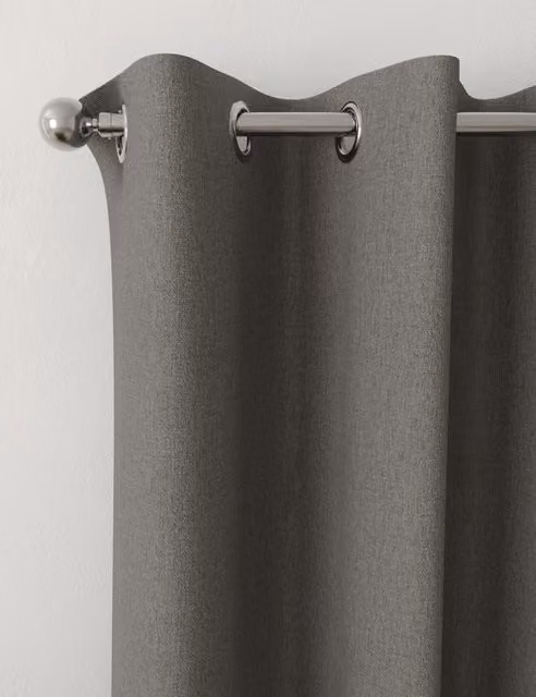 M&S Charcoal Mix Brushed Eyelet Blackout Thermal Curtains, Grey/Anthracite, H: 229 cm, W: 117 cm