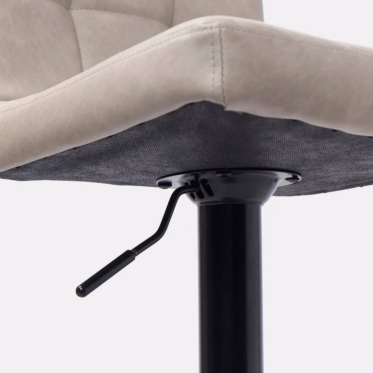 OHS Set of 2 Adjustable Faux Leather Swivel Bar Stools in Beige – 4