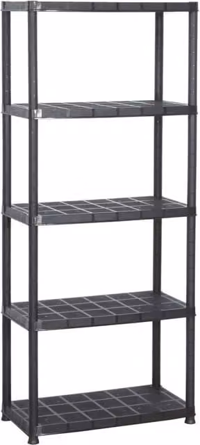 Berkfield Home 5-Tier Freestanding Plastic Storage Shelf, Black, W/D/H: 71 x 38 x 170 cm – 1