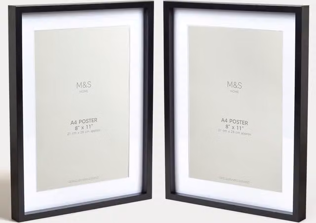 M&S Set of 2 Rectangular A4 Photo Frames in Black