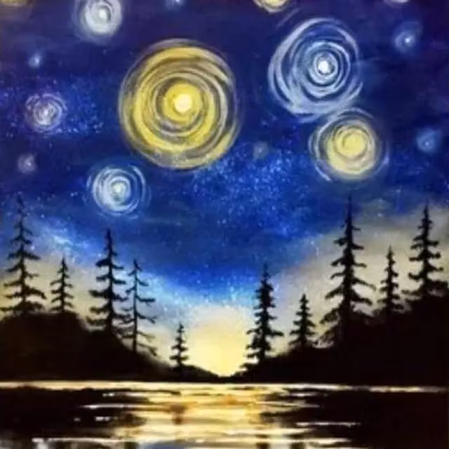 Syntego Starry Night Diamond Painting Kit with Blue Canvas for Adults