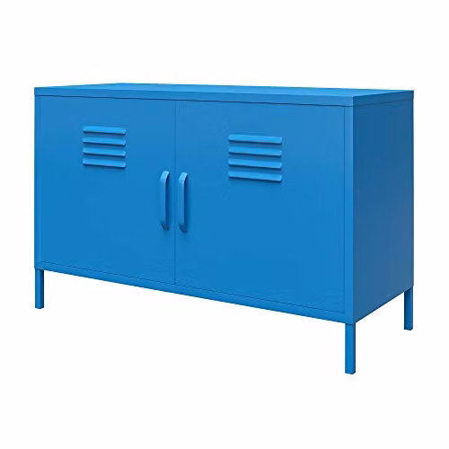 DHP Furniture Cache 2 Door Metal Locker Accent Cabinet in Blue, W/D/H: 100 x 40 x 64 cm
