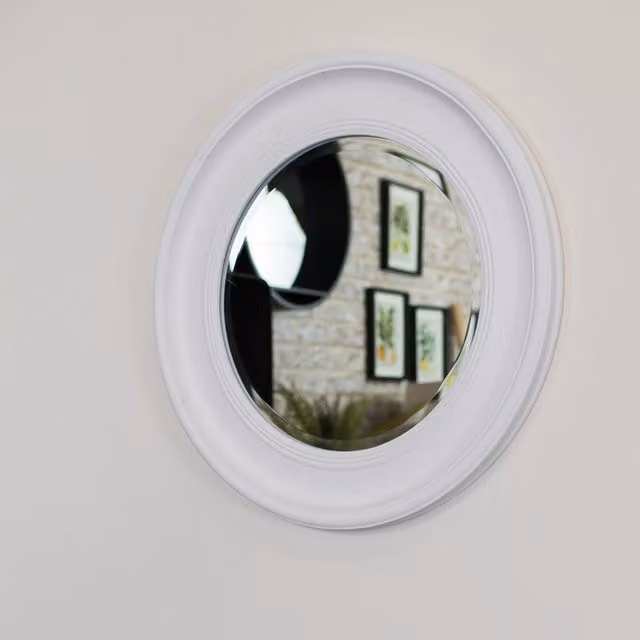 Melody Maison Round Vintage White Wall Mirror, W/D/H: 60 x 60 x 60 cm