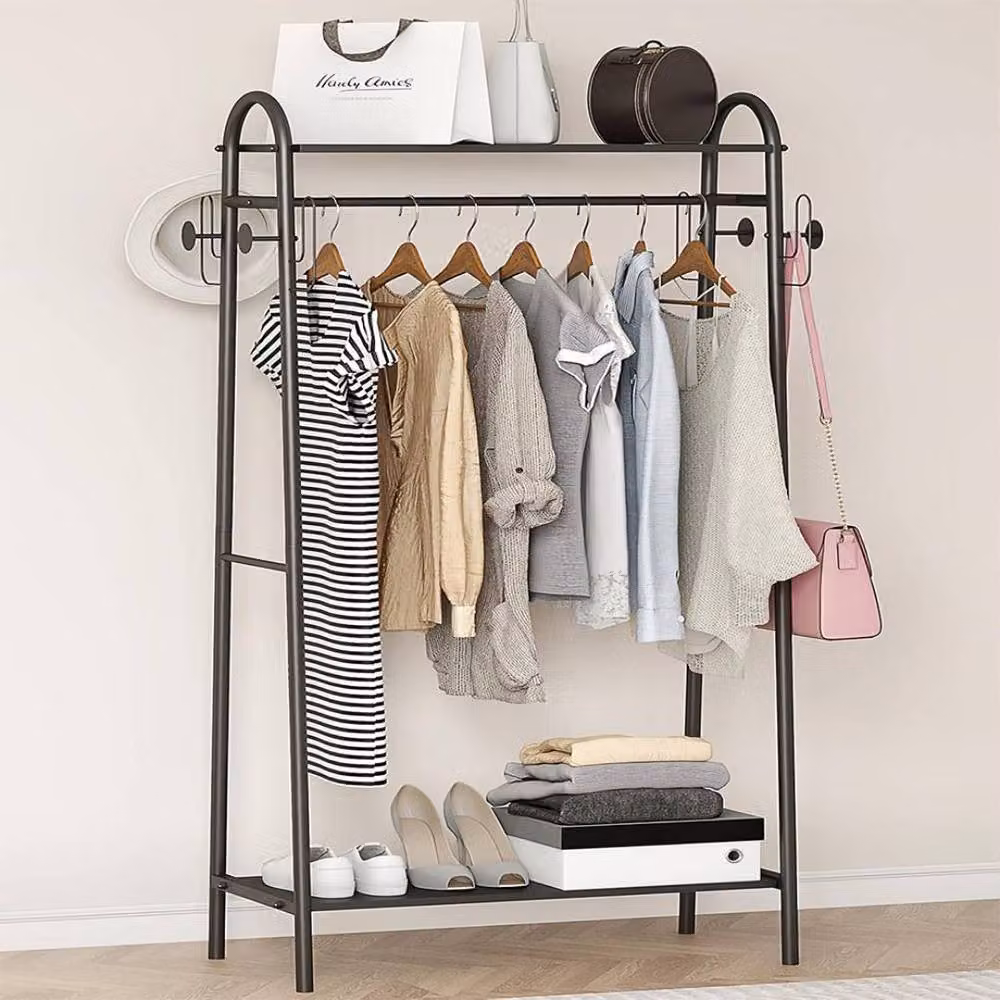 Hinsinc Heavy Duty Double Rail Garment Rack, Matt Black Metal Open Wardrobe Clothes Hanger, W/D/H: 120 x 41 x 160 cm – 2