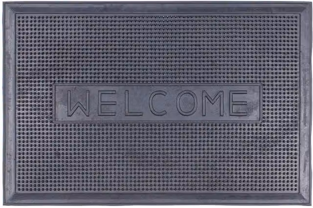 Nicola Spring Heavy Duty Black Rubber Door Mat W: 60 cm, D: 40 cm