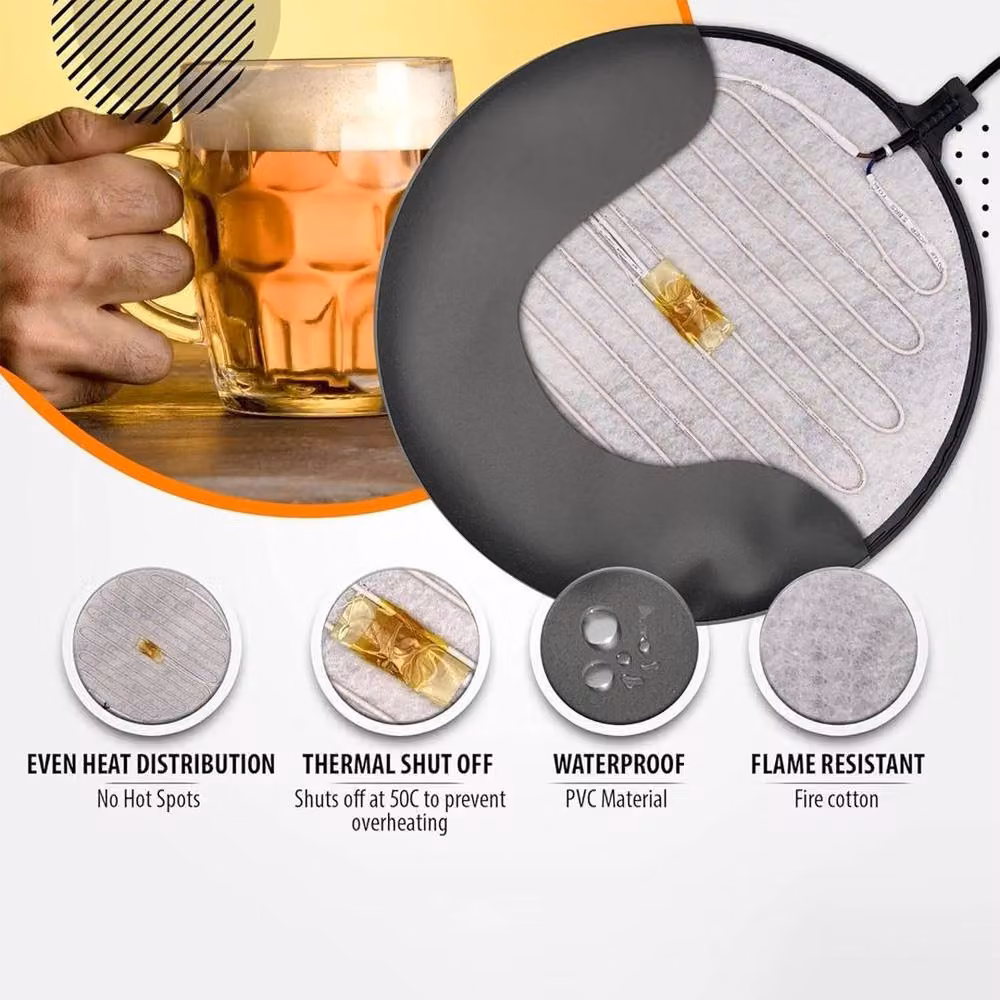 FLAVORA Adjustable Power Home Brew Heating Pad Mat in Black – 4