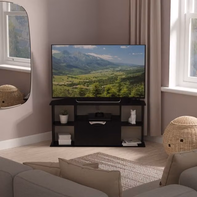 2 U Holborn Ready Assembled Corner TV Unit in Matt Black