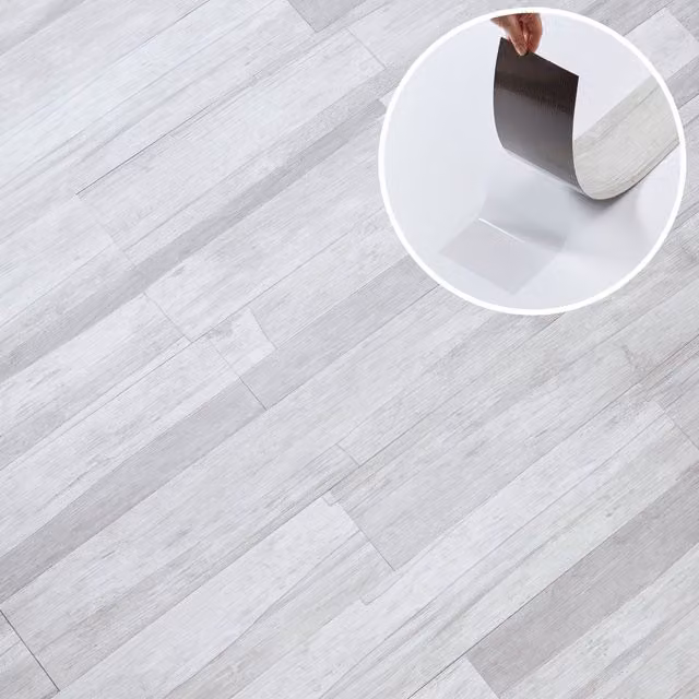 NOVECRAFTO Self Adhesive Wood Effect Vinyl Floor Planks in Grey and White, 30 Pack